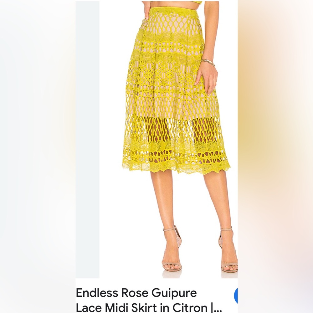 Endless Rose Yellow Lace Midi Skirt – Size Small